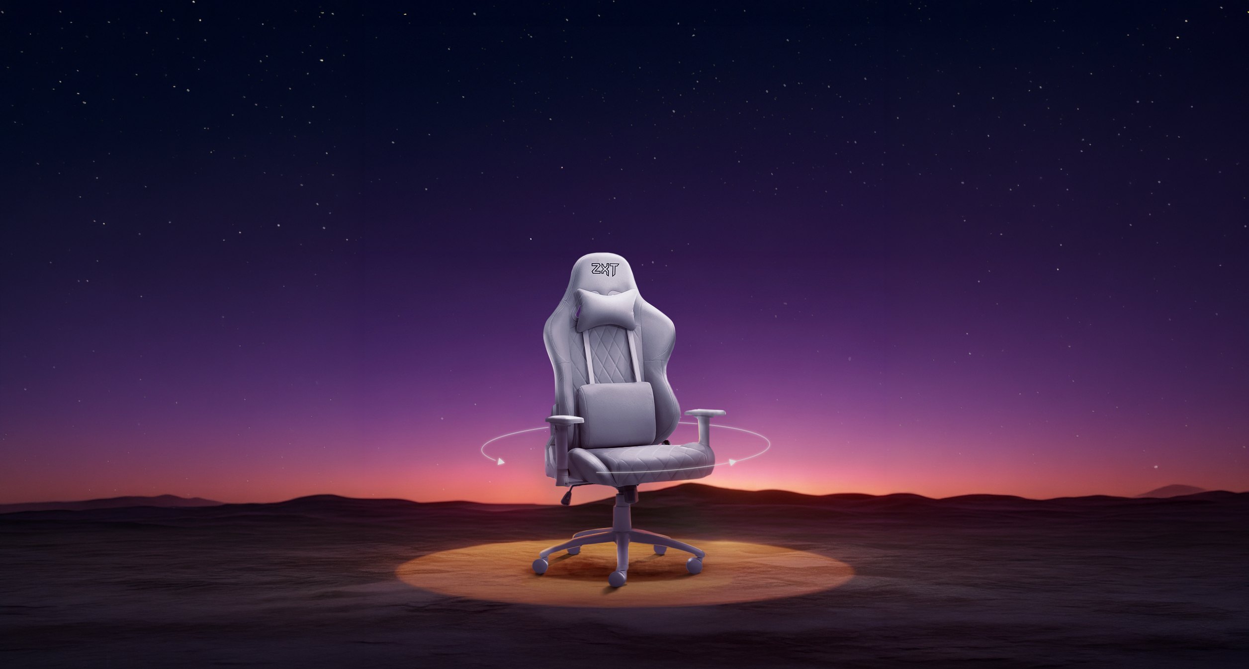 ZXT ZC201 chair in the desert at dusk, wide key visual